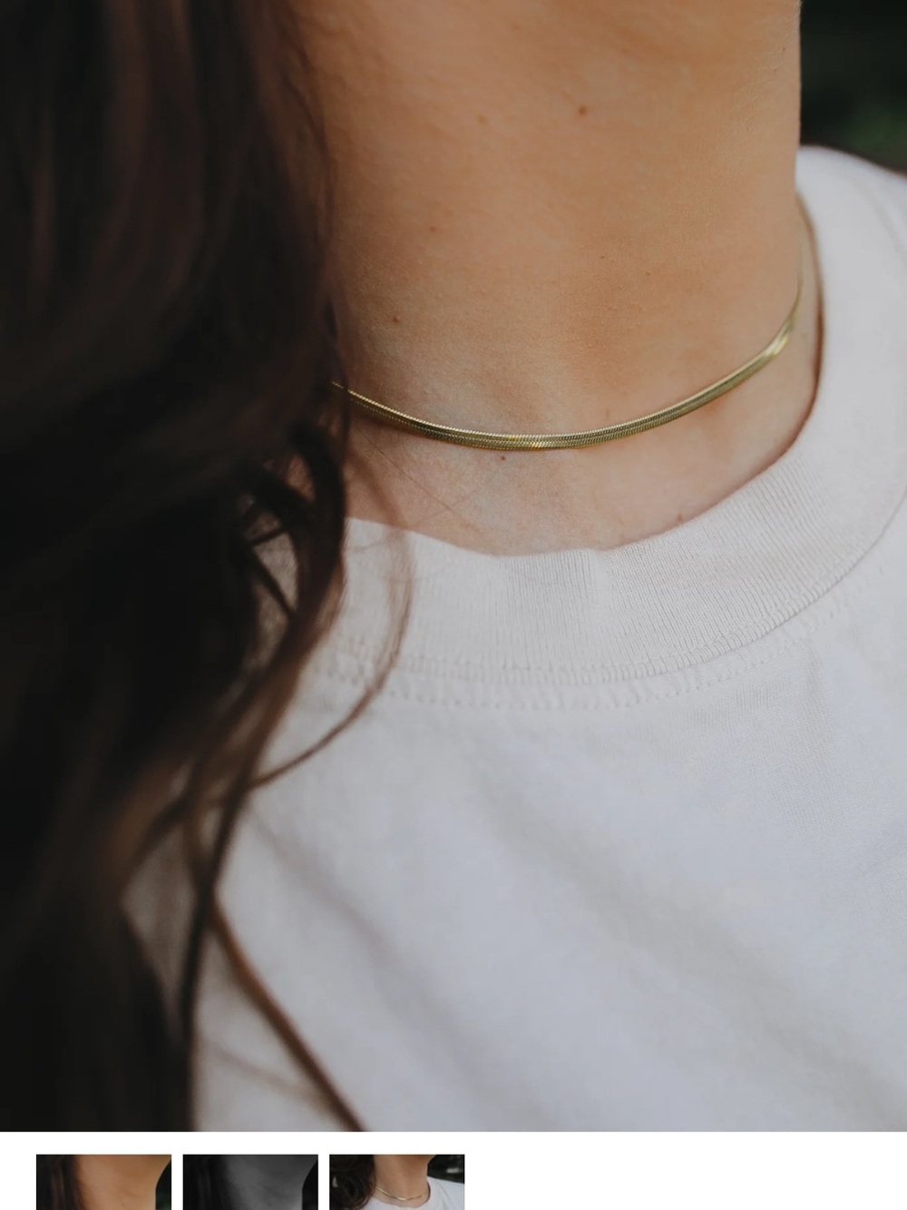 Classic Silver Herringbone Choker Necklace (this photo shows gold)